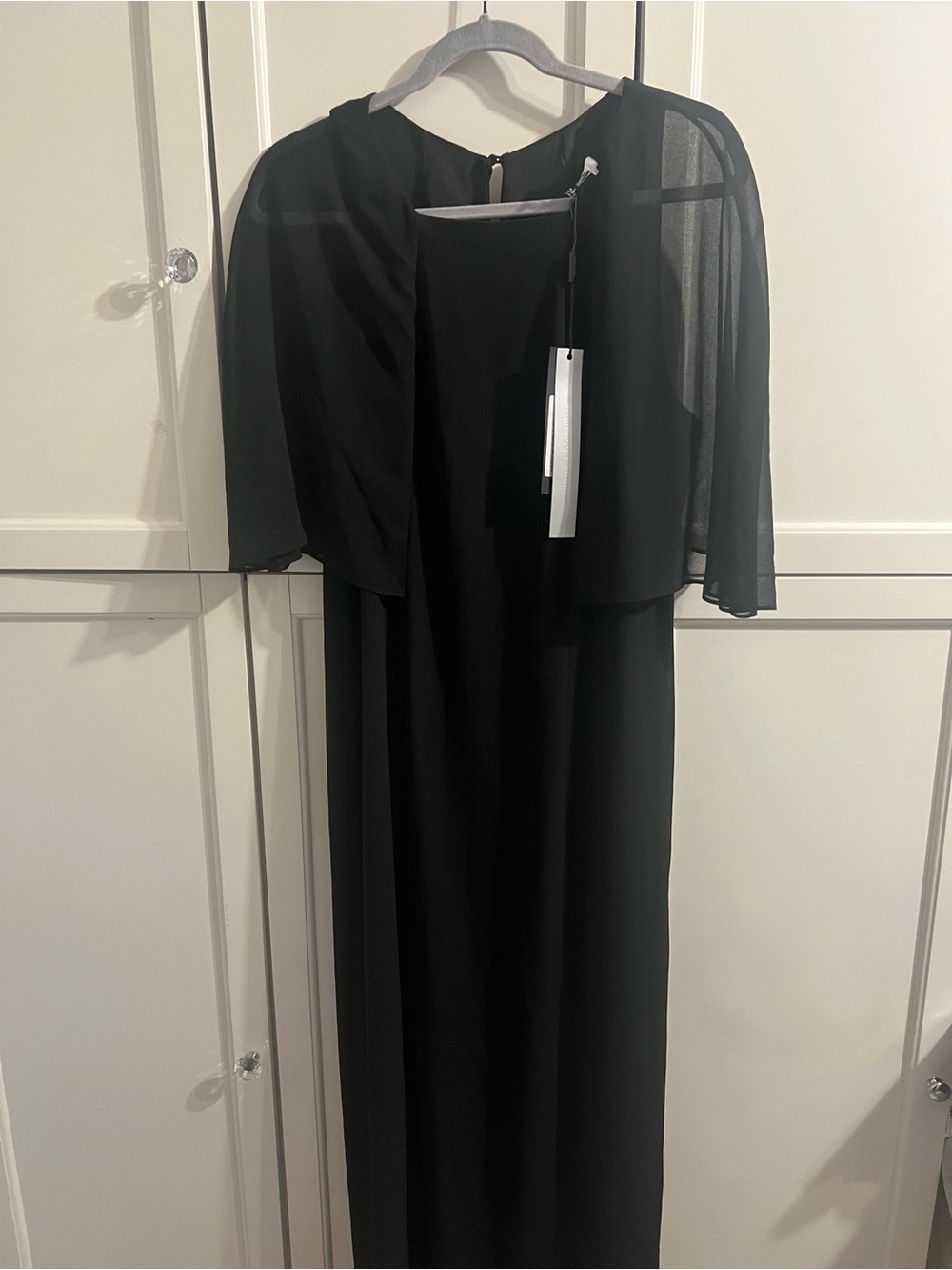 Halston Heritage Black Maxi Dress with Cape Overlay